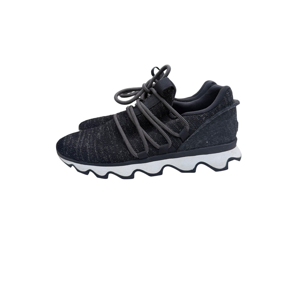 Sorel Kinetic Lace Black Charcoal Grey Scalloped Sole Sneakers Size 9